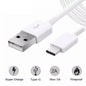 White 9eight5 USB to Type C charger cable for Samsung phones and tablets, 1.2 meters long, durable electronics accessory.