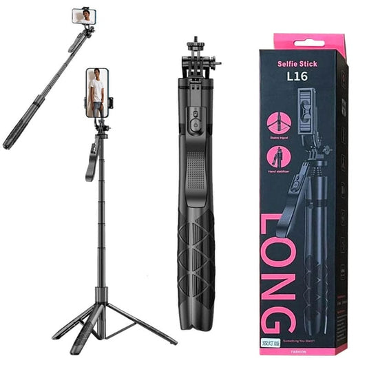 9eight5 L16 selfie stick with remote and stand, portable electronics accessory for smartphones, adjustable grip and compact design