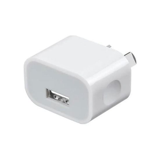 9eight5 single USB port wall plug for NZ/AUS, compact electronics accessory with USB charging port, white plastic design.