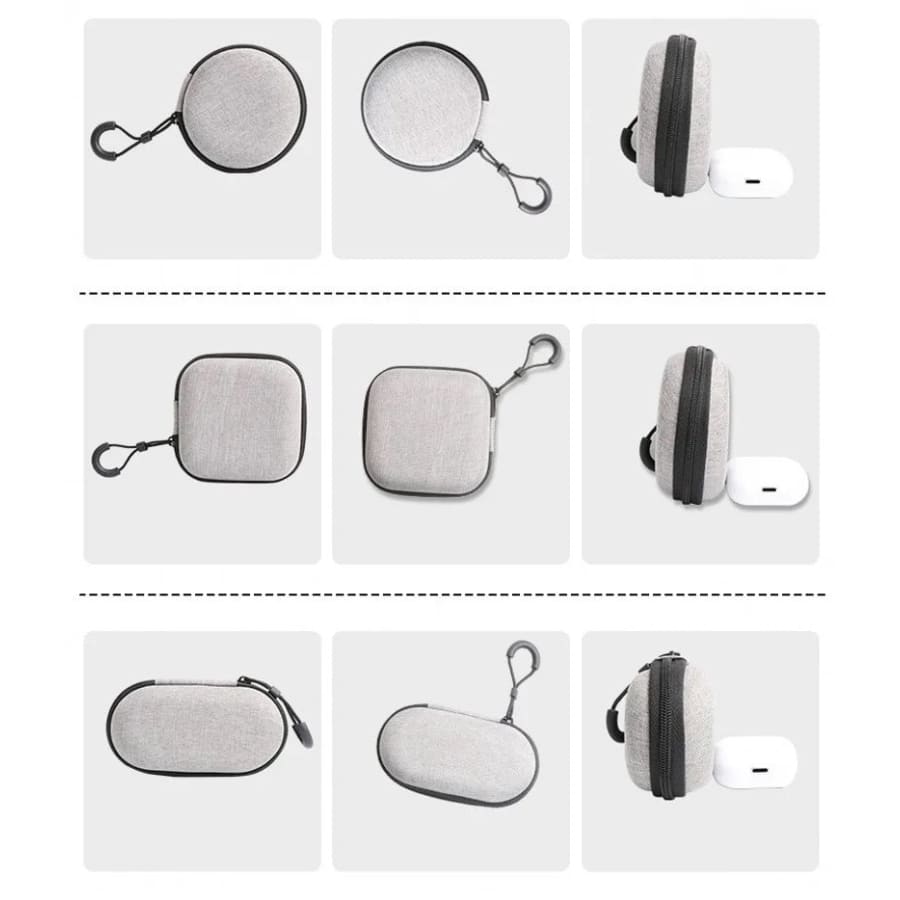 Square-shaped 9eight5 earphones case for electronics accessories, designed to protect and organize earphones.