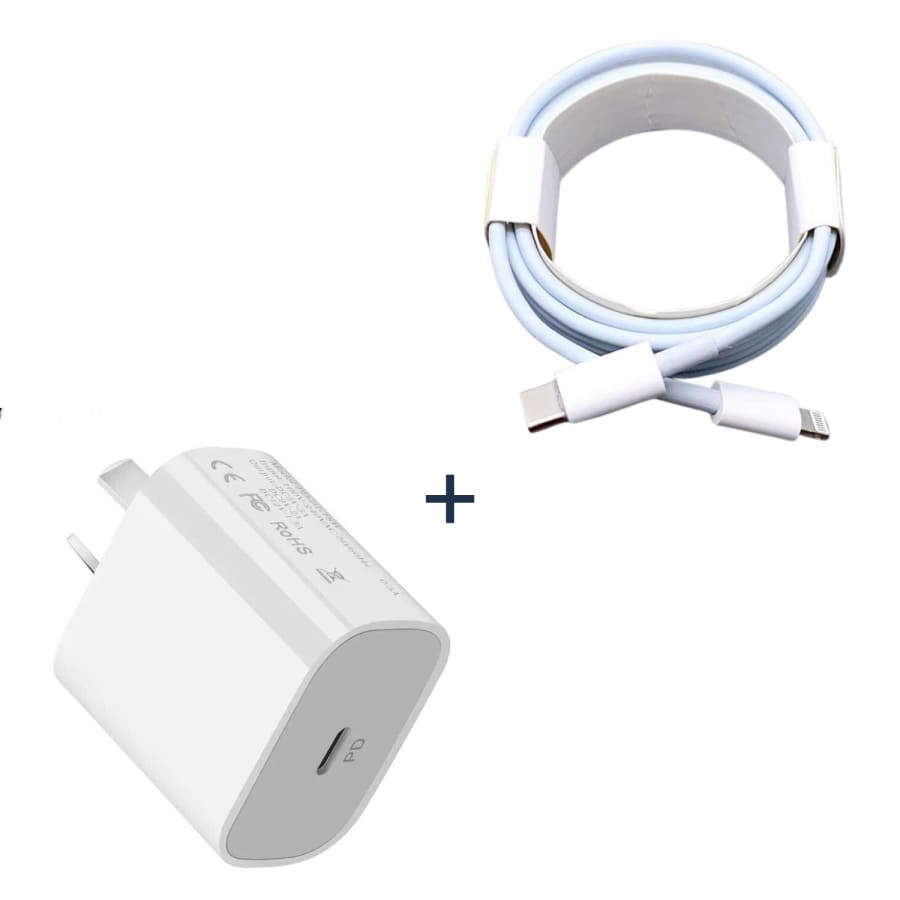 9eight5 Type-C to Lightning cable 1m with wall plug for NZ/AUS, durable electronics accessory for charging devices.