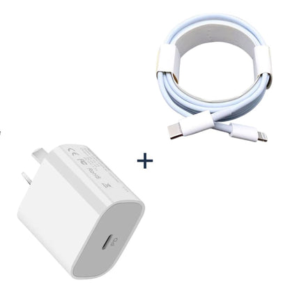 9eight5 Type-C to Lightning cable 1m with wall plug for NZ/AUS, durable electronics accessory for charging devices.