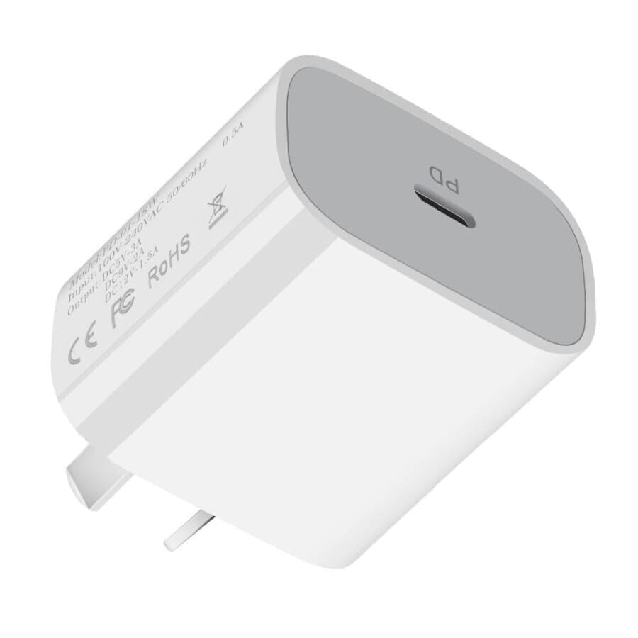 9eight5 Type-C to Lightning cable (1m) with NZ/AUS wall plug, electronic accessories for charging Apple devices.