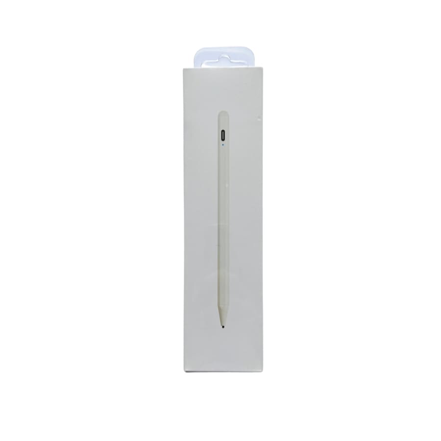 White 9eight5 universal tablet pencil, electronic accessory for stylus input on tablets, shown on a plain background.