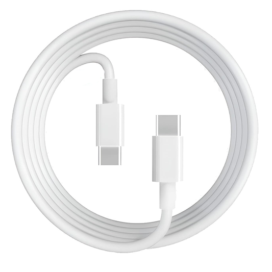White 1m USB-C to USB-C charger cable for Vivo phones by 9eight5, showing the cable connected to a smartphone.