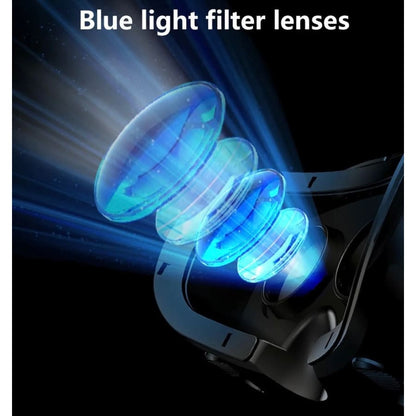 9eight5 VR goggles and remote control for virtual reality experiences, with adjustable straps and sleek design.