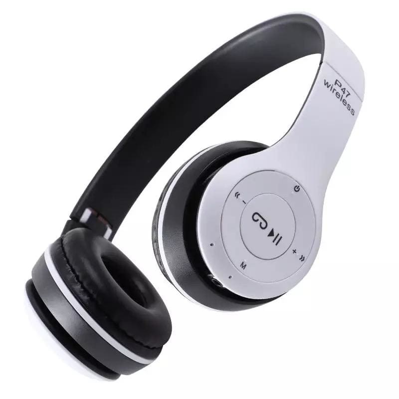 9eight5 P47 wireless headphones showing over-ear design with padded ear cups and headband, electronic accessories for audio listening.