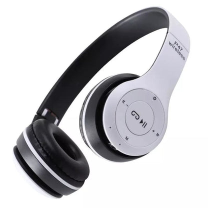 9eight5 P47 wireless headphones showing over-ear design with padded ear cups and headband, electronic accessories for audio listening.