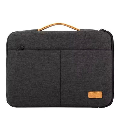 9eight5 15.6-inch laptop bag showing padded exterior, zipper closure, and adjustable shoulder strap for laptop protection.