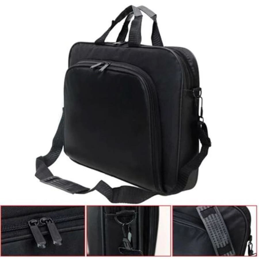Nylon 17-inch laptop bag from 9eight5 with padded compartments and adjustable strap for secure carry.