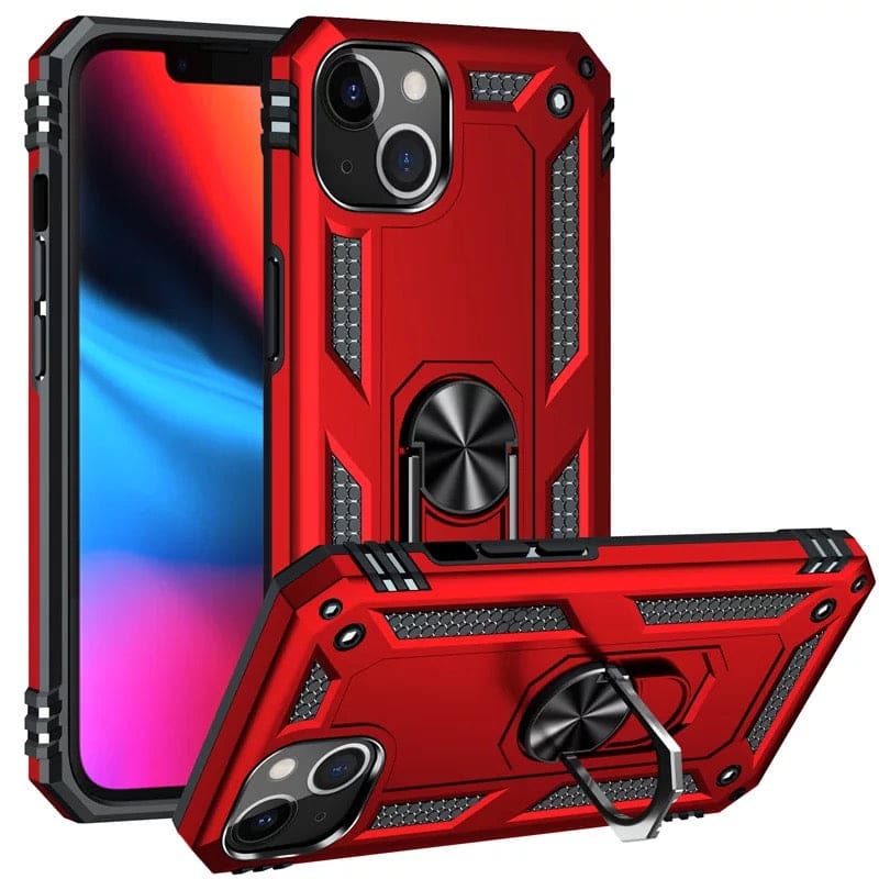 Black rugged phone case for iPhone 14 Plus by 9eight5, designed for durability and protection, with a textured surface.