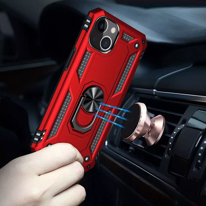 Black rugged case for iPhone 14 Pro (6.1-inch) by 9eight5, showing the durable, textured exterior and precise camera cutout.