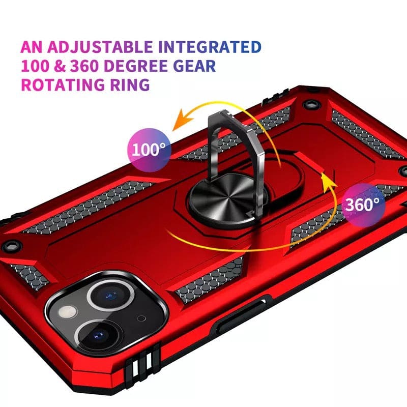 Black rugged case for iPhone 14 Pro (6.1 inch) by 9eight5, showing protective design with textured grip and precise camera cutout.