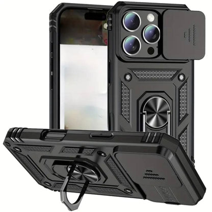 Black 9eight5 rugged armor case for iPhone 16 Pro Max 6.7-inch, designed for durable protection and sleek style.