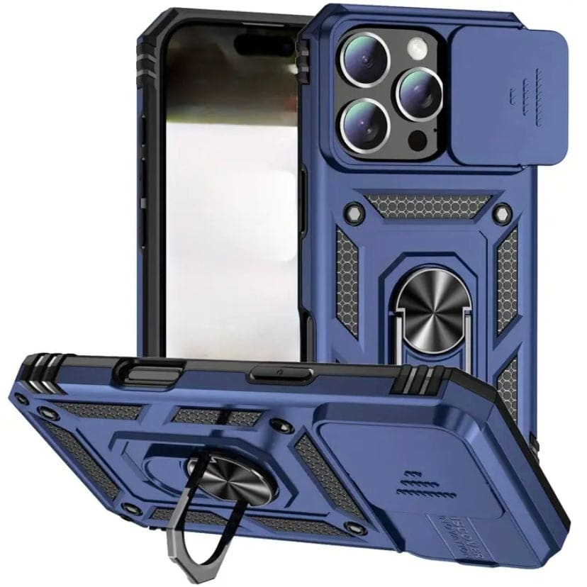 Black 9eight5 rugged armor case for iPhone 16 Pro Max (6.7-inch) with precise cutouts and textured grip.