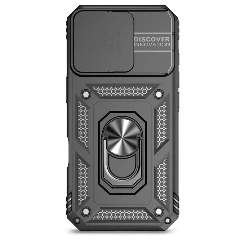 Black rugged armor case for iPhone 16 Pro Max by 9eight5, designed to protect with a sturdy, textured exterior.