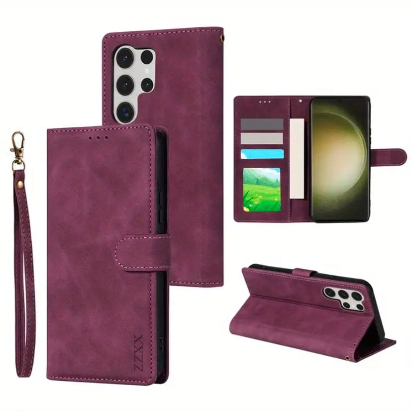 Black Samsung Galaxy S24 Ultra phone case by 9eight5, shown with five color options, made of durable material for protection.