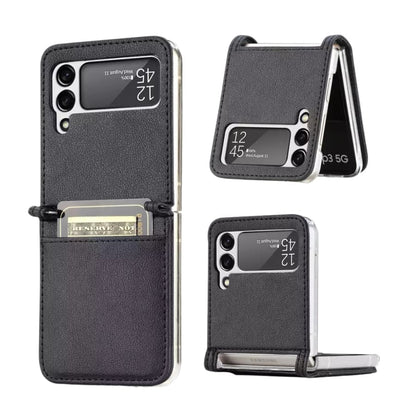 Black Samsung Galaxy Z Flip 3 phone case by 9eight5, showcasing a sleek protective cover with a smooth finish.