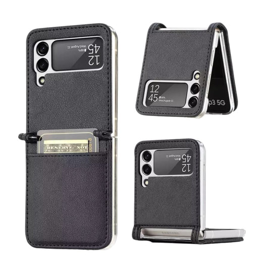 Black Samsung Galaxy Z Flip 3 phone case by 9eight5, showcasing a sleek protective cover with a smooth finish.