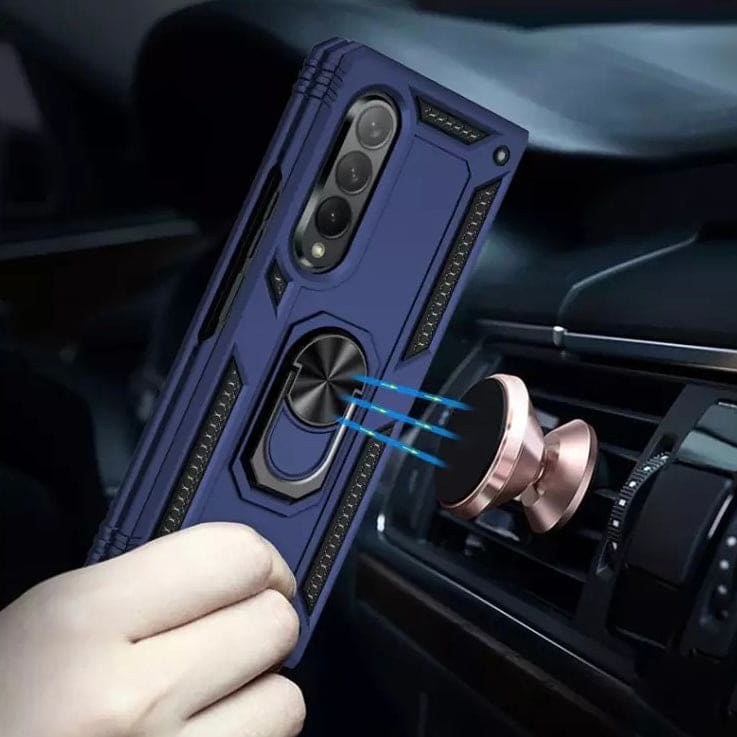 Black rugged hard case for Samsung Galaxy Z Fold 3 by 9eight5, available in four colors, showing the protective phone cover.
