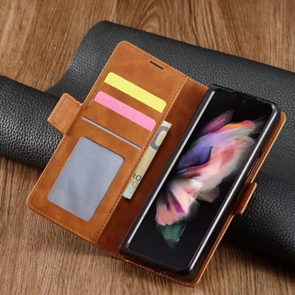 Black 9eight5 wallet phone case for Samsung Galaxy Z Fold 4, available in four colors, with card slots and protective design.