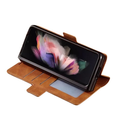 Black 9eight5 phone case for Samsung Galaxy Z Fold 4, wallet-style with card slots, available in four colors.