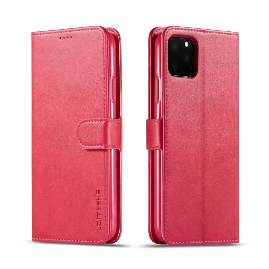 9eight5 iPhone 11 flip case in brown, showing the front cover and interior for protection and style in multiple colors.