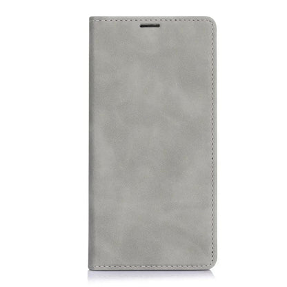 Brown flip case for iPhone 15 Pro Max by 9eight5, showing the front cover and slim design in a natural setting.