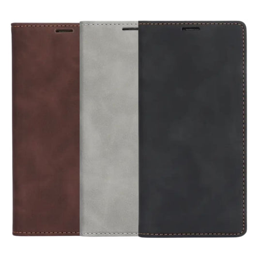 Brown flip case for iPhone 16 Plus by 9eight5, showcasing a stylish protective phone cover with a fold-over design.