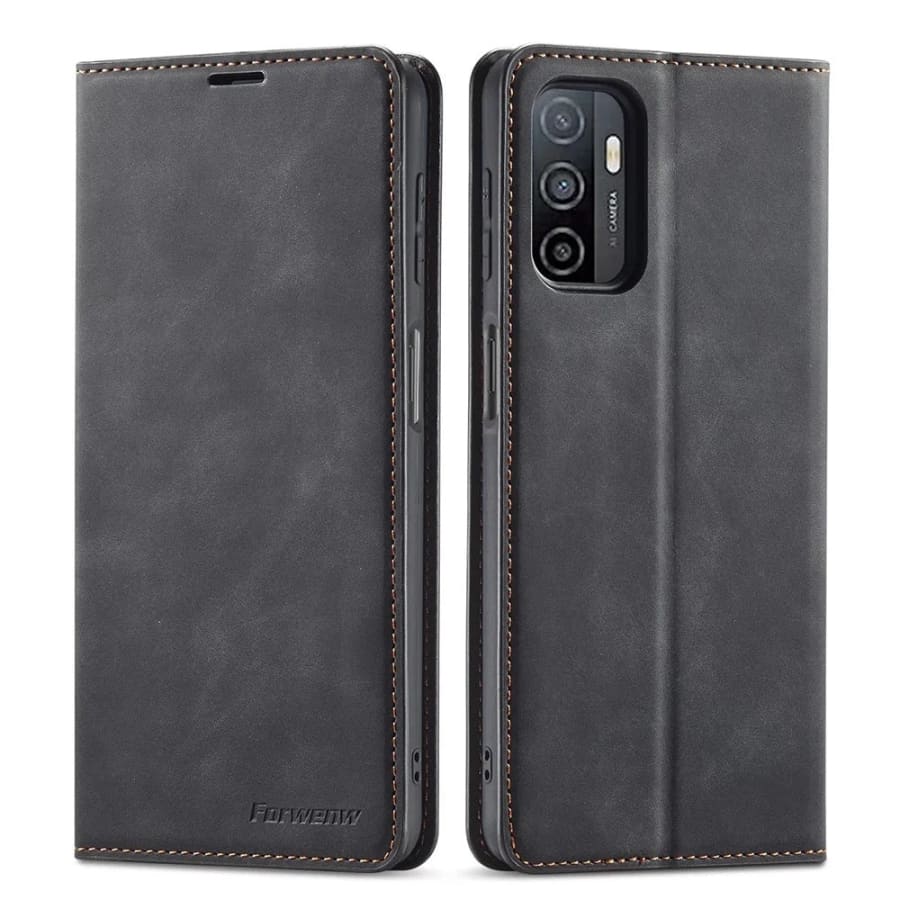 Brown 9eight5 phone case for Samsung Galaxy S23 Plus, shown in a close-up with four color options in the background.