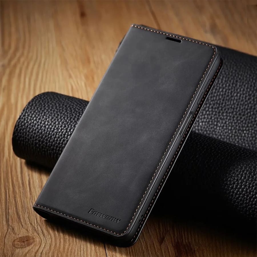 Brown 9eight5 phone case for Samsung Galaxy S23 Plus, showing a close-up of the slim, protective design in four color options.