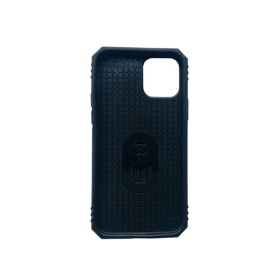 Black Rugged Armor case for iPhone 12 and 12 Pro by 9eight5, showing textured protective phone case with reinforced edges.