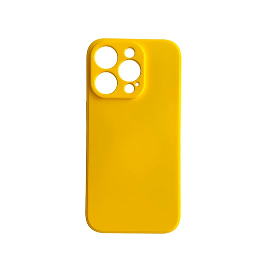 Yellow iPhone 14 Pro case by 9eight5, showing a slim protective cover for the 6.1-inch model with a smooth finish.
