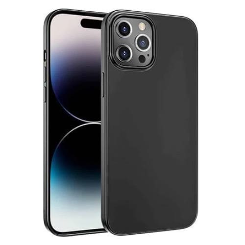 Black silicone case for iPhone 15 Pro Max 6.7-inch by 9eight5, showcasing a sleek, protective phone cover with smooth texture.