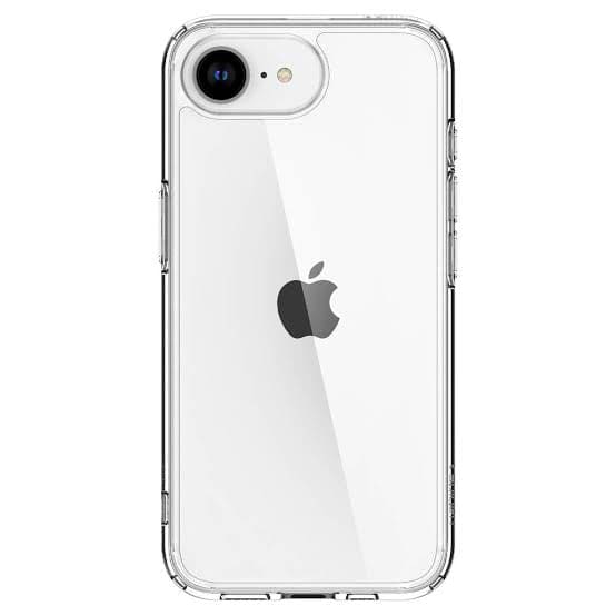 Clear phone case for iPhone 16e (6.1”) by 9eight5, showing a slim, transparent protective cover with precise cutouts.