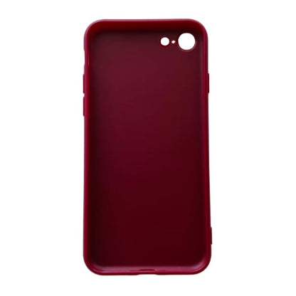 Maroon 9eight5 iPhone 7/8 phone case showing smooth textured design and precise cutouts for buttons and camera.