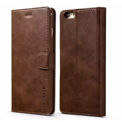 Brown flip case for iPhone 7 Plus and 8 Plus by 9eight5, showing the front cover and slim design.