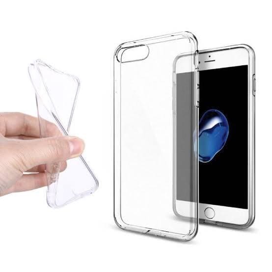 Clear 9eight5 phone case for iPhone 7 Plus and 8 Plus, showing slim transparent protective cover with precise cutouts.