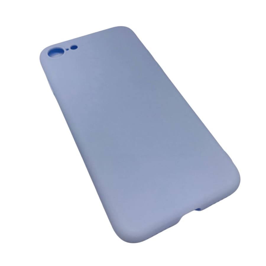 Lavender silicone phone case for iPhone SE (3rd and 2nd Gen) by 9eight5, showing a smooth, flexible protective cover.