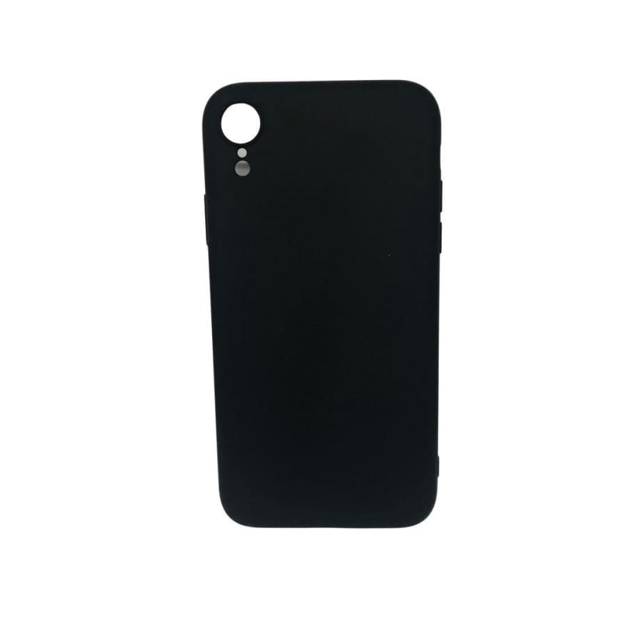 Black silicone phone case for iPhone XR by 9eight5, showing the protective and flexible design suitable for the device.