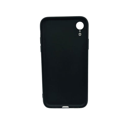 Black silicone case for iPhone XR by 9eight5, slim protective phone case with smooth finish and precise cutouts.