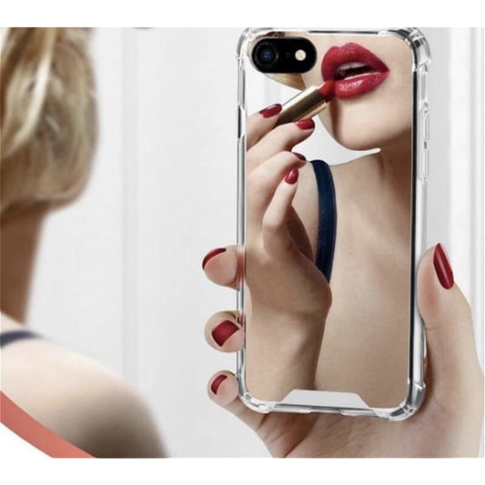 Silver mirror phone case for iPhone X and XS by 9eight5, featuring a sleek, reflective surface and protective design.