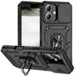 Black 9eight5 rugged armor phone case for iPhone 16 (6.1-inch), shown with textured grip and precise cutouts.