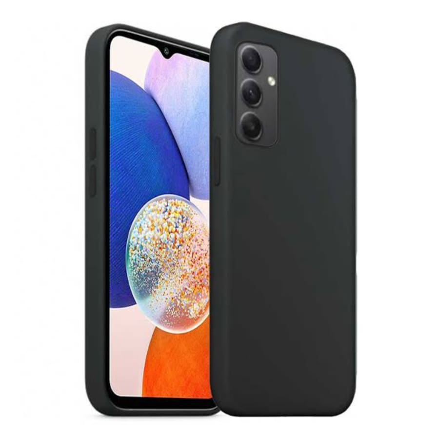 Black 9eight5 phone case for Samsung Galaxy A14 4G/5G, slim protective cover with a matte finish.
