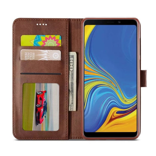 Brown 9eight5 phone case for Samsung Galaxy A22 4G with a slim, protective design, shown on the device's back.
