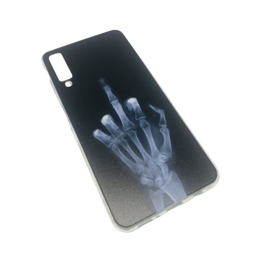 Silicone phone case for Samsung Galaxy A7 2018 by 9eight5, showing a smooth, flexible cover with precise cutouts for buttons and camera.