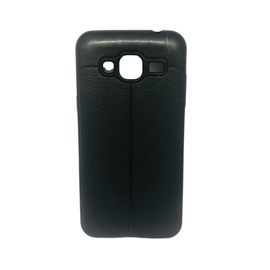 Black silicone phone case for Samsung Galaxy J3 (2016) by 9eight5, showing the textured exterior and precise cutouts.