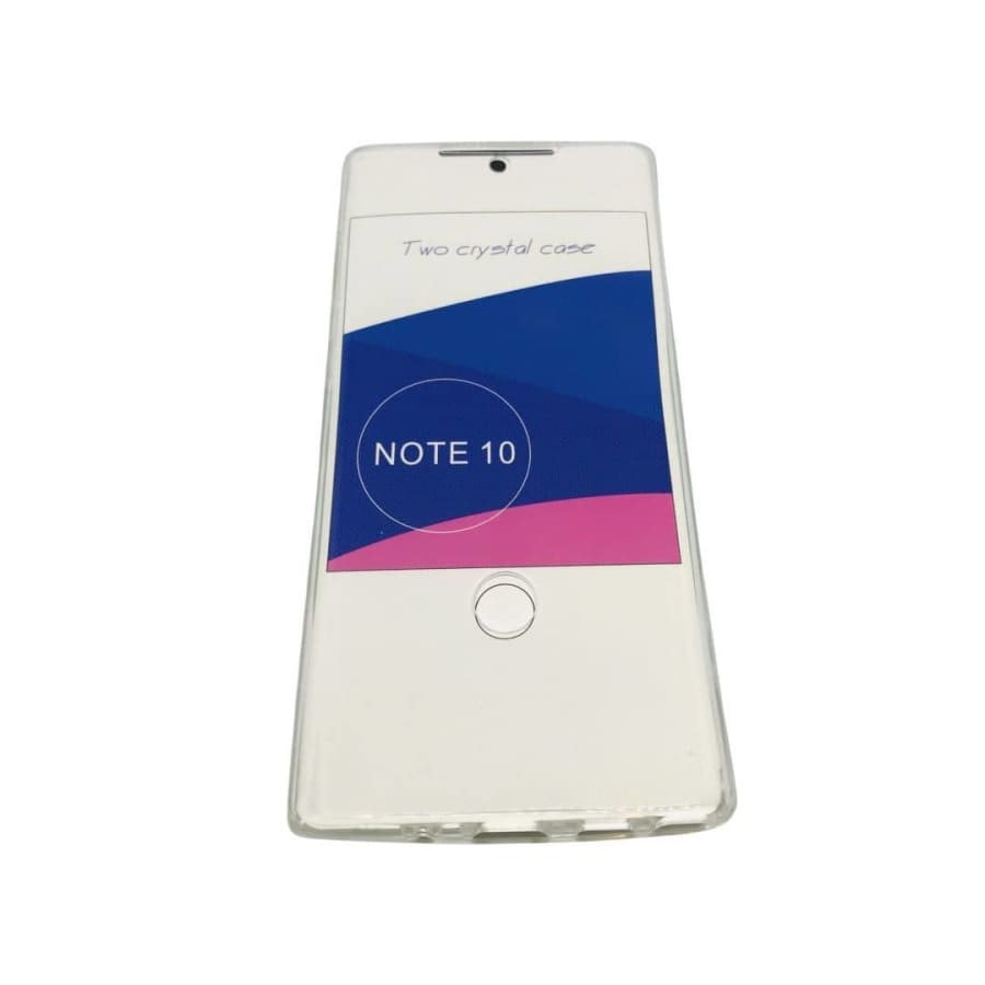Clear silicone phone case for Samsung Galaxy Note 10 by 9eight5, showing a transparent, flexible protective cover on the device.
