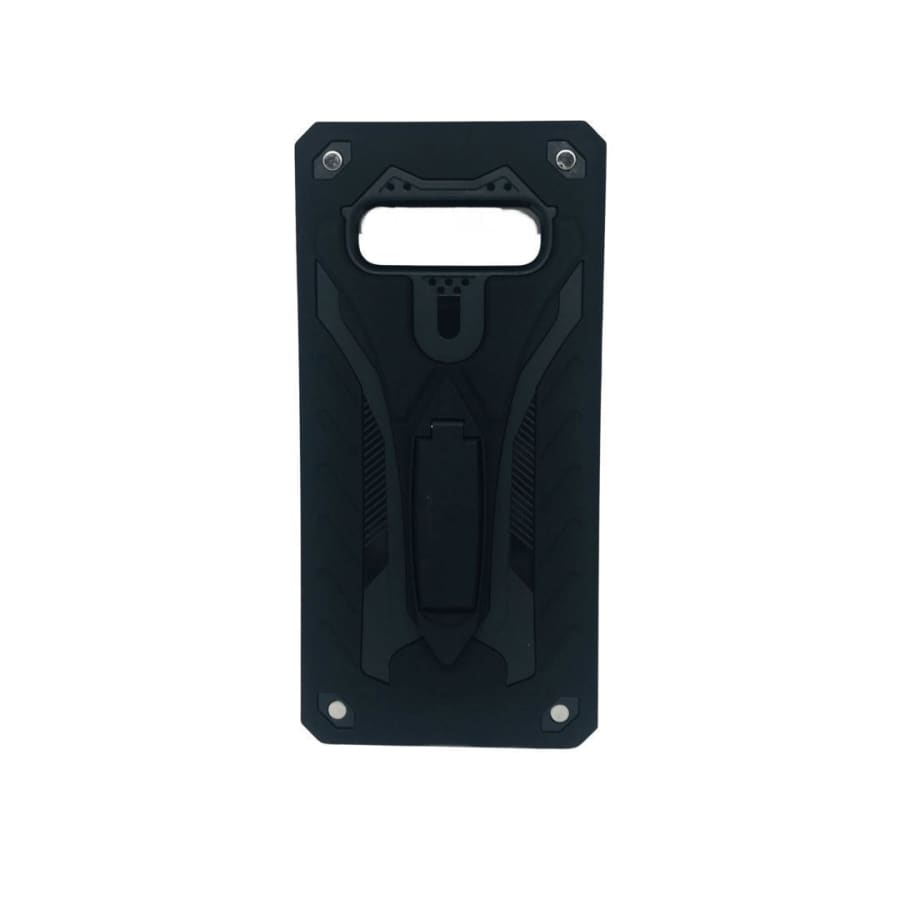 Hard silicone rugged phone case for Samsung Galaxy S10 Plus by 9eight5, showing textured black exterior and precise cutouts.