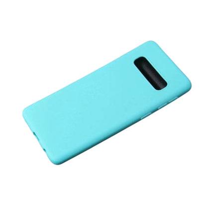 Sky blue silicone case for Samsung Galaxy S10 by 9eight5, featuring a smooth, flexible design for protection and style.